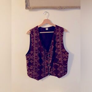 Indonesian Vest Unisex Bohemian Vest Coin Buttons Size Medium